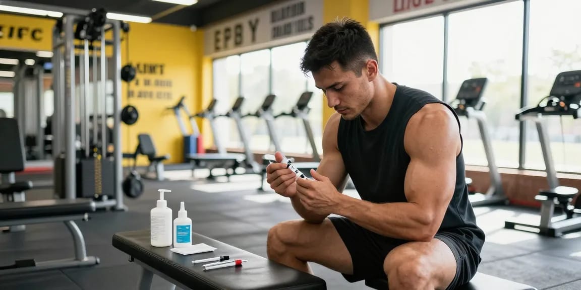 Anabolika Shop: Expertenrat zu sicheren Steroidinjektionen in einem Fitnessstudio.