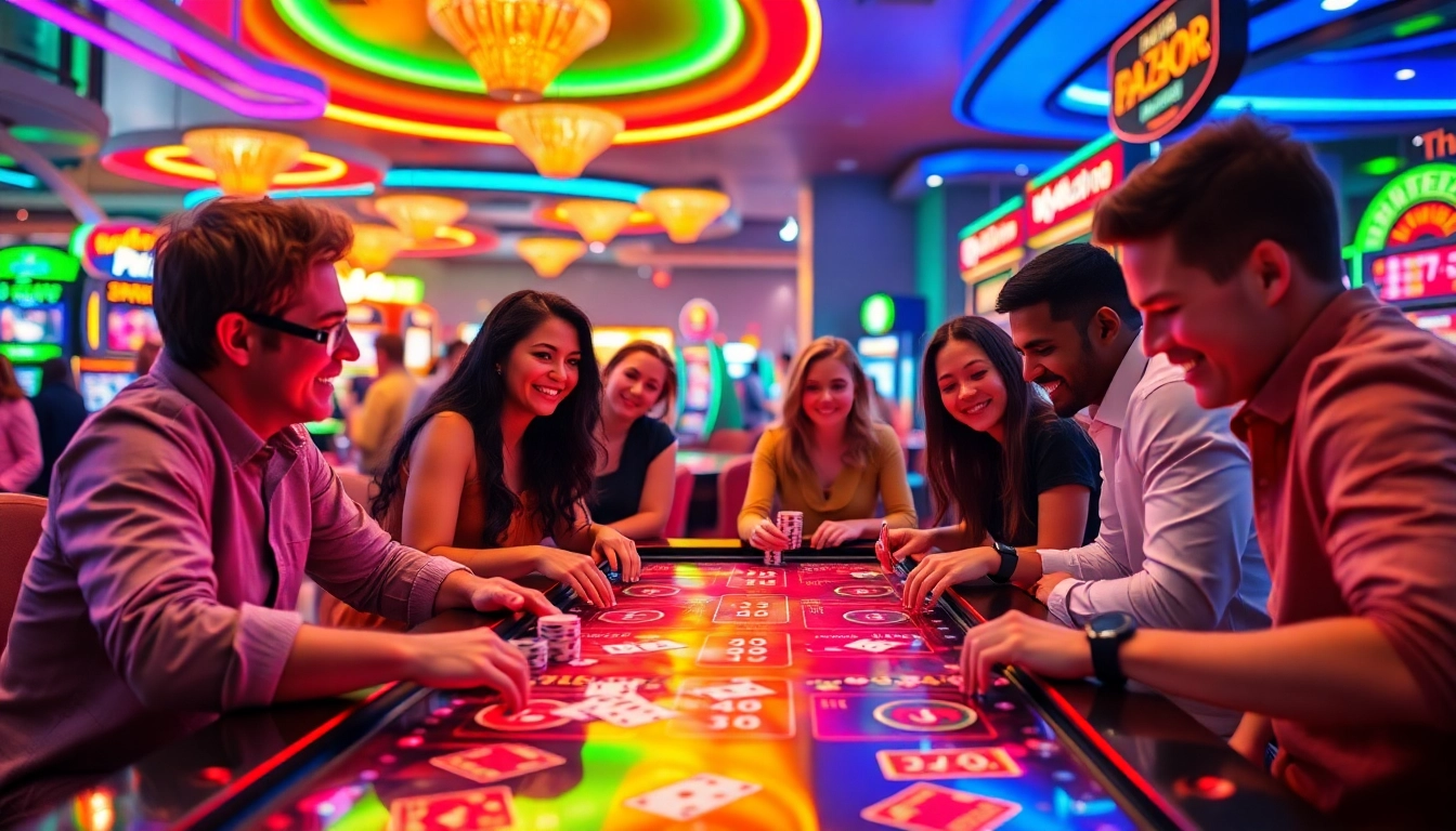 Pizzanap table capturing the excitement of players engaged in gambling activities, showcasing vibrant colors and lively atmosphere.