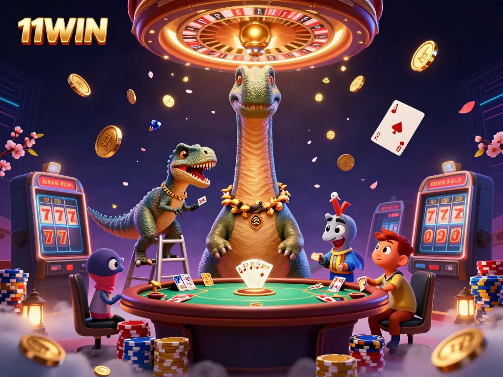 Experience the thrill at 11WIN Casino with unique characters and vibrant game elements.
