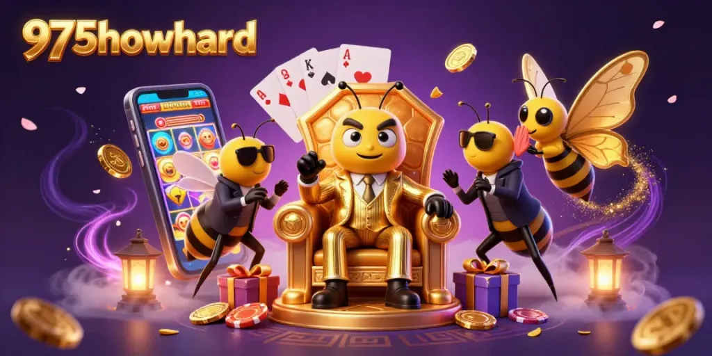 Engage with the vibrant 975howard casino realm, featuring a whimsical bumblebee mob boss amidst dynamic gaming elements.