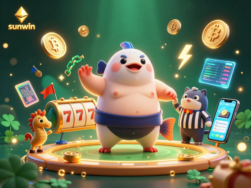 Ignite your excitement at sunwin! Dive into vibrant casino action with animated characters and crypto elements.