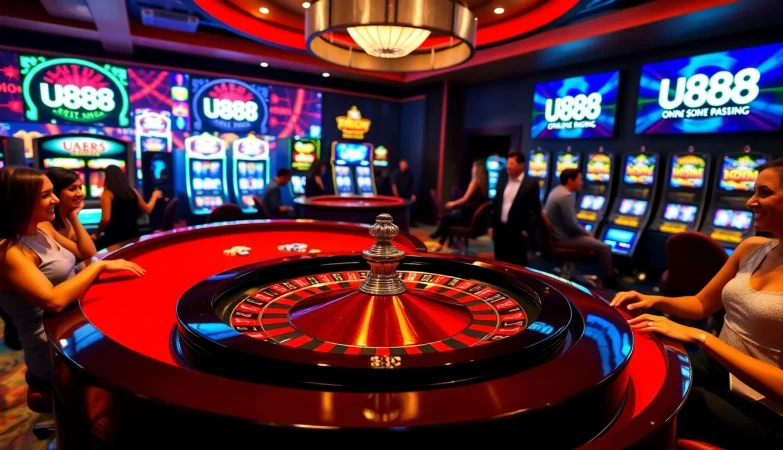 Experience excitement at U888 with dynamic gaming tables and vibrant slot machines.