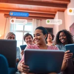 Engaging scene of diverse users in a cozy sex chat environment online.